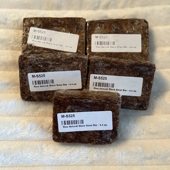 Raw African Black Soap Bar 4.4 oz. 100% Pure Natural Organic Shea Butter - Picture 1 of 4